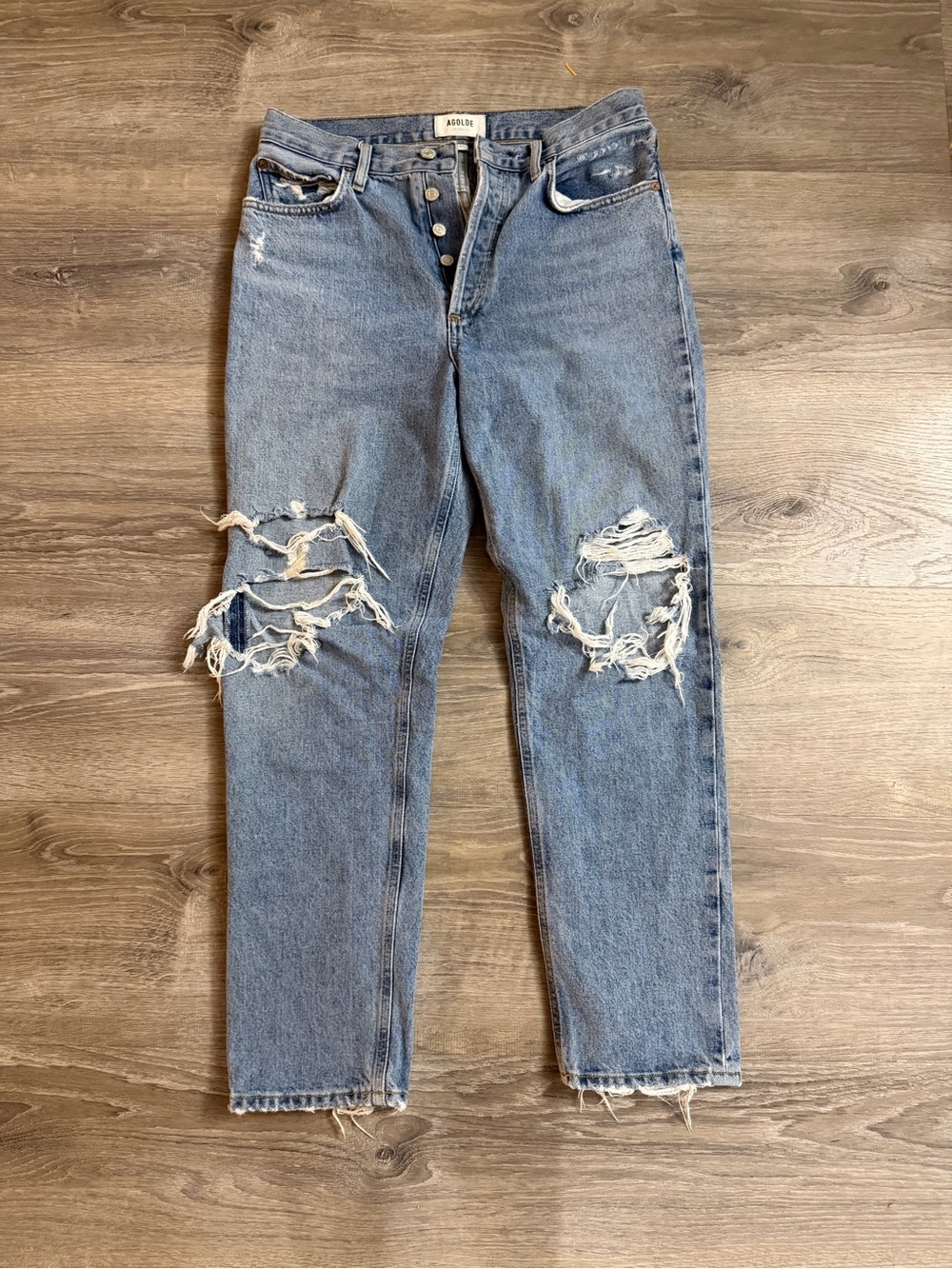 AGOLDE Riley High Rise Straight Crop Distressed Jeans Size 26